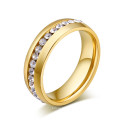 Vessa a quente por atacado de ouro com diamantes jóias de anel de aço inoxidável
